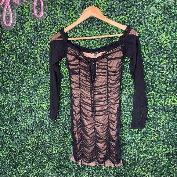 Fashion Nova Maura Mesh Dress Black Sz M - Picture 3 of 6